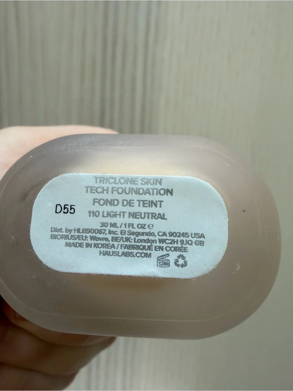 HAUS LABS Triclone Skin Tech Foundation - Shade 110 Light Neutral (1 oz)